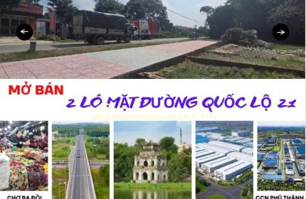 Duy nhất 2 lô mặt đường QL21- thị trấn ba đồi, lạc thủy, hòa bình 1,5tyr /1 lô - 134m